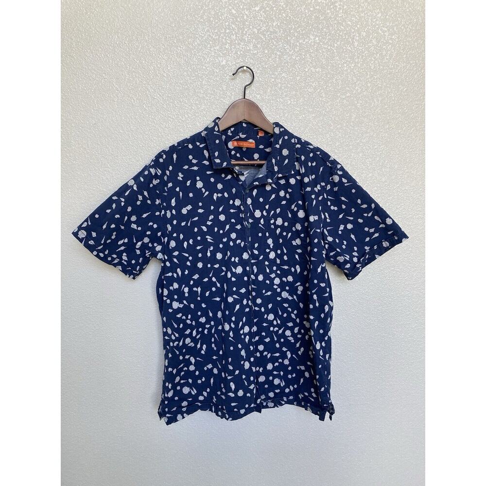 Tori Richard Mens Blue Seashell Button Shirt size XL Short Sleeve Beach Hawaii